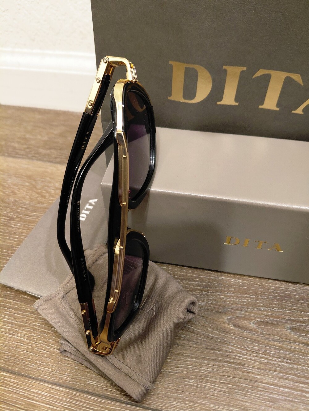 DITA LXN-EVO 25th Anniversary (DTS403-A) Black/Gold Framed Aviator Sunglasses - Picture 10 of 14